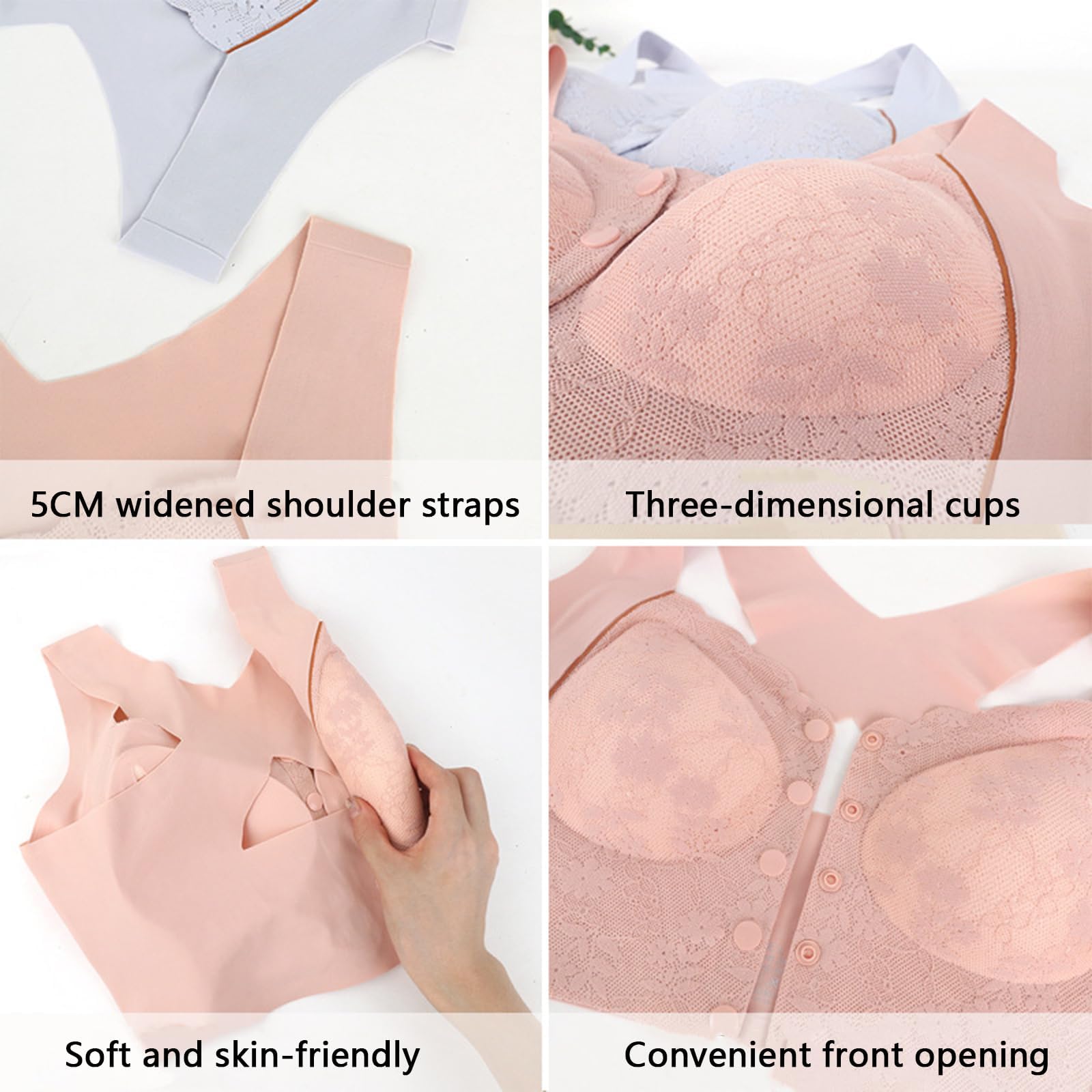 Generico Reggiseni da Donna con Chiusura Frontale, Comodi Reggiseni Modellanti con Bottoni e correttore di Postura, Reggiseno Modellante correttore di Postura