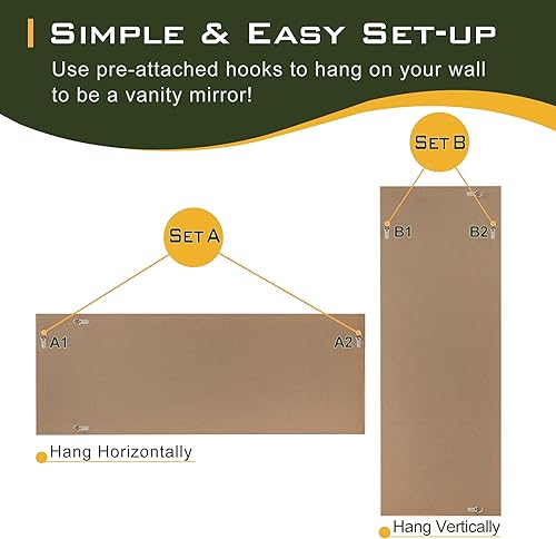 Miniatura 5 de NicBex Espejo sobre la puerta espejo de puerta de longitud completa para dormitorio dormitorio vestidor colgar sobre la puerta o inclinado o montar