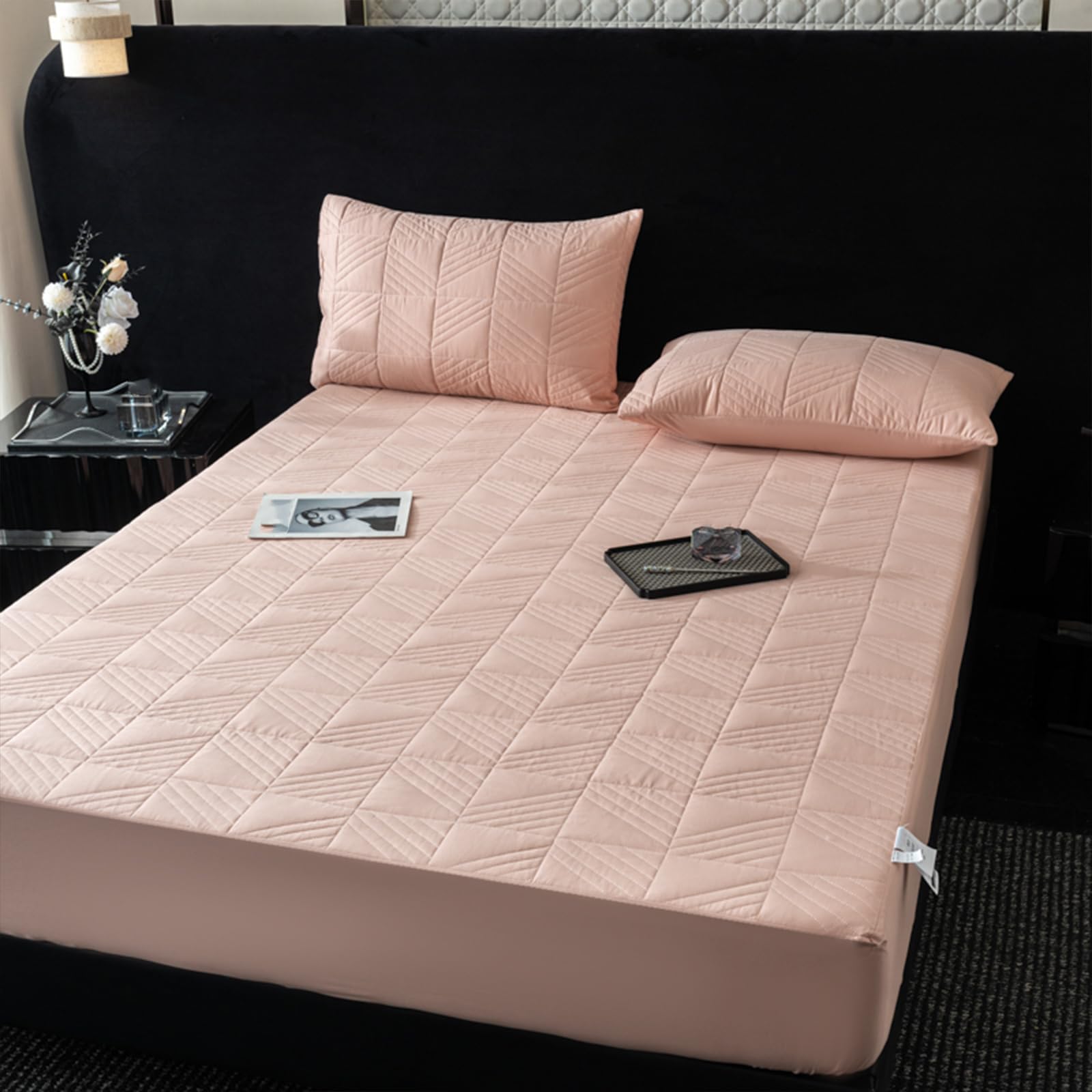 Spannbettlaken 180x220 Grau Baumwolle King-Size Bett