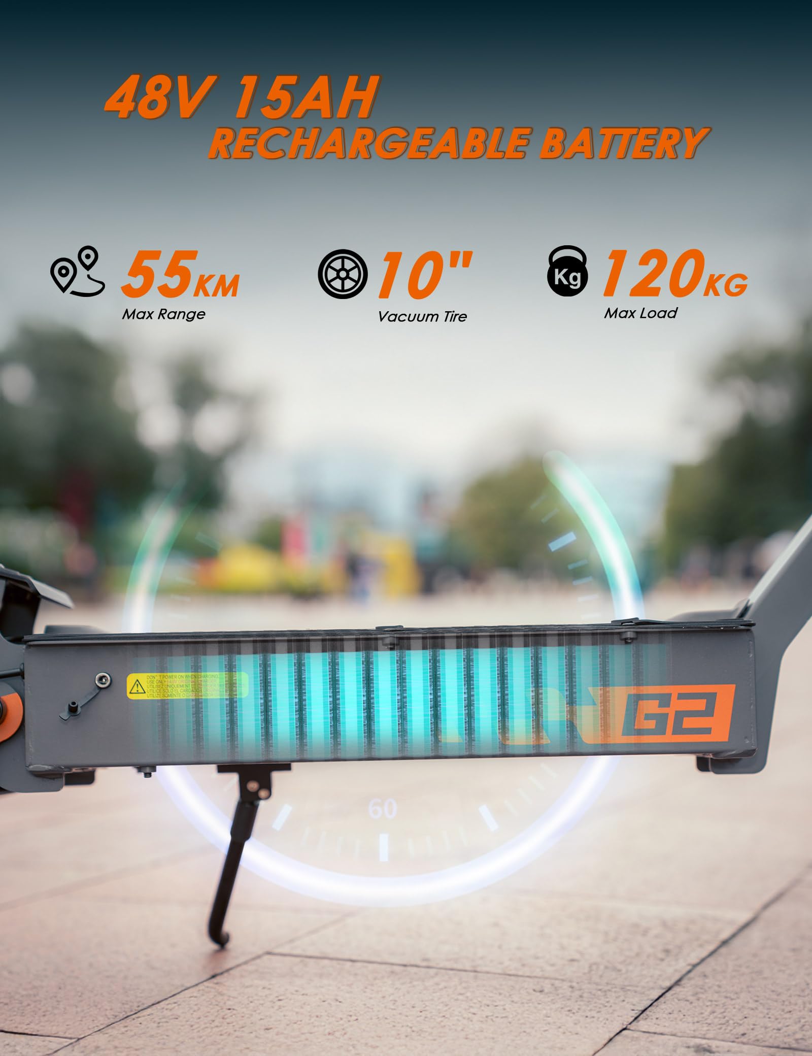 Kukirin G2 - Monopattino elettrico per adulti, motore 800 W, batteria 48 V 15 Ah, autonomia fino a 55 km, monopattino pieghevole portatile con touch screen LCD HD