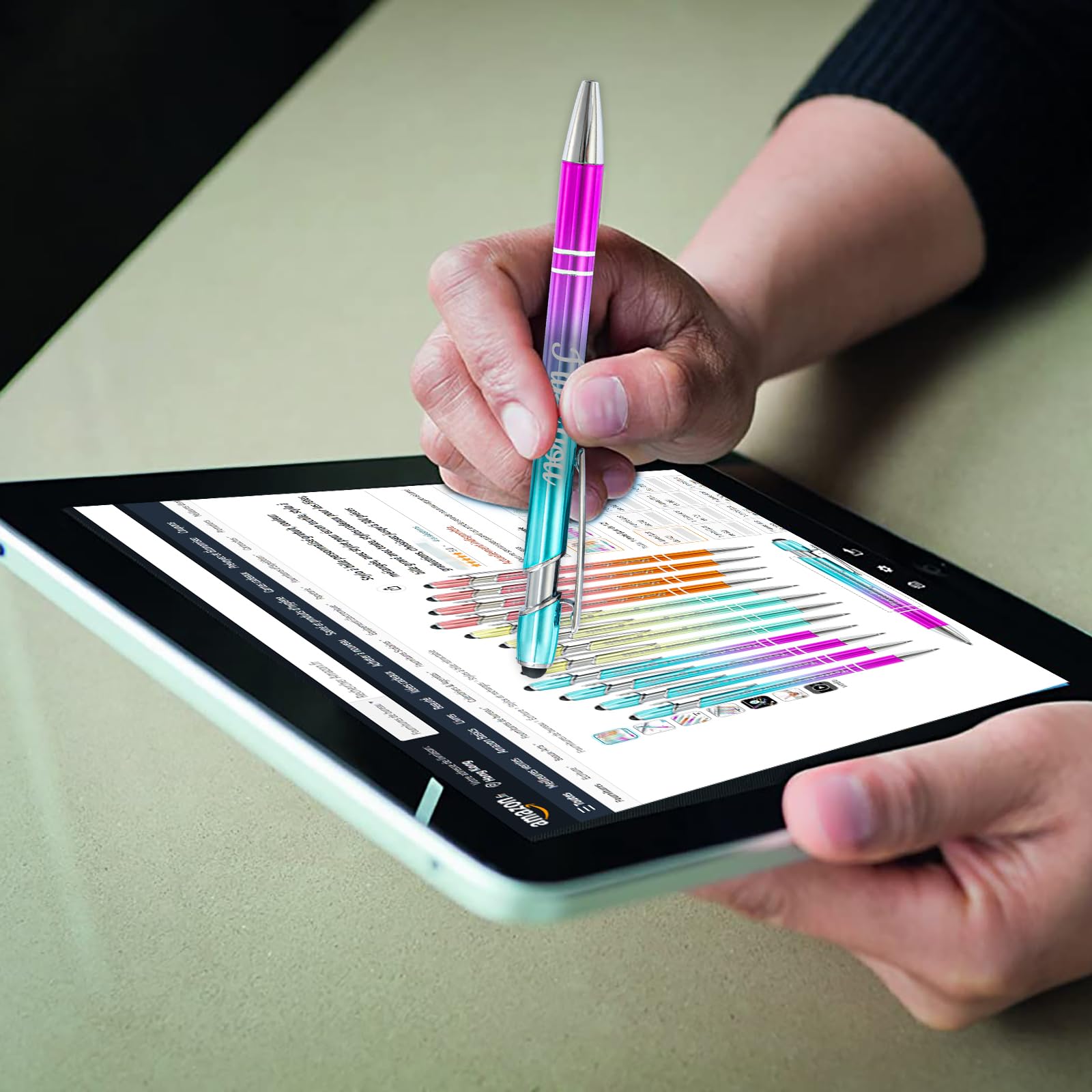 Penna a Sfera Personalizzata Touch Screen Con Firma - Regalo per Aziende/Squadra/Scuola - Inchiostro Nero - 156 Pezzi