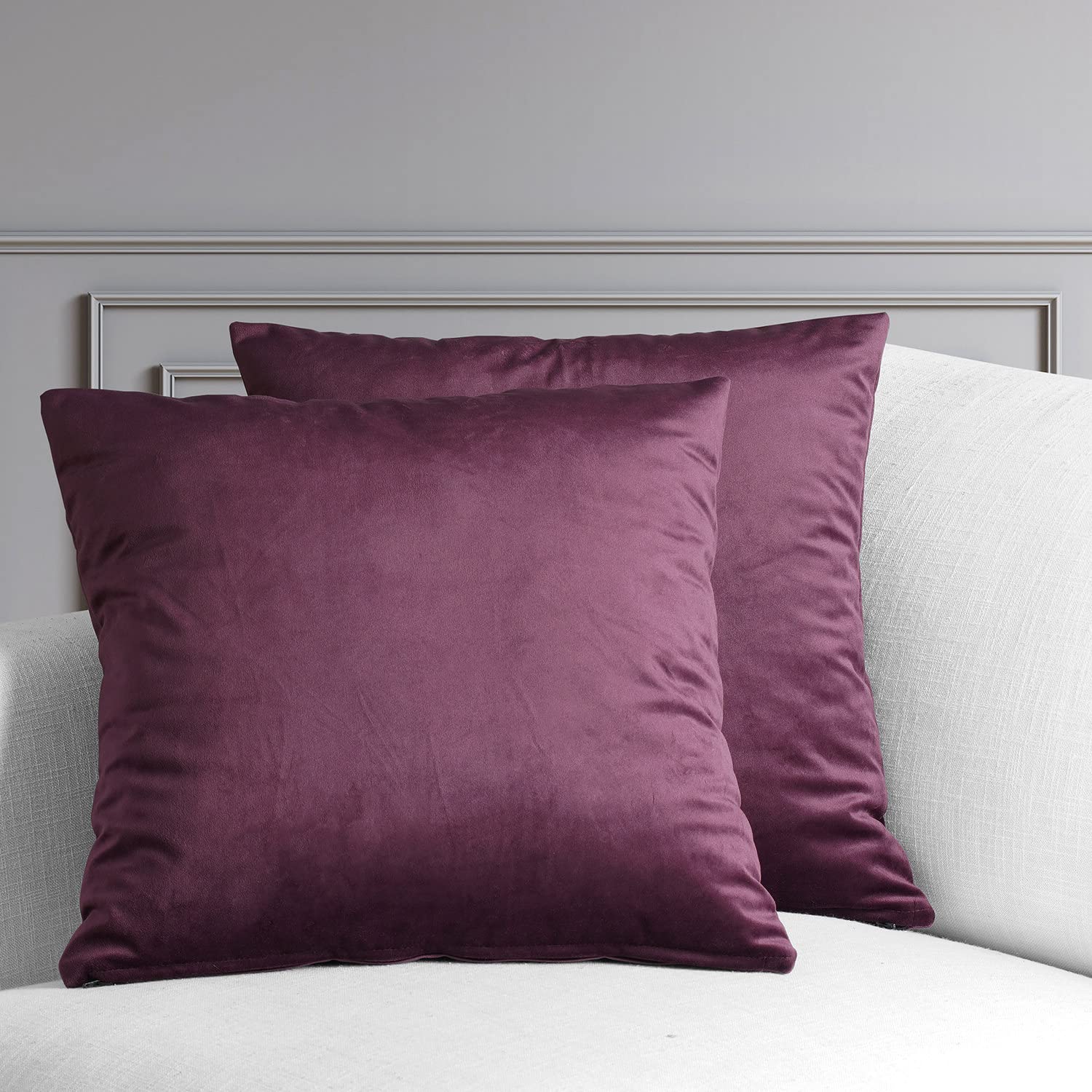 HPD Half Price Drapes Cushion Cover 18 x 18 Heritage Plush Velvet - VPYC-190162-CC18PR - Pair Winter Plum