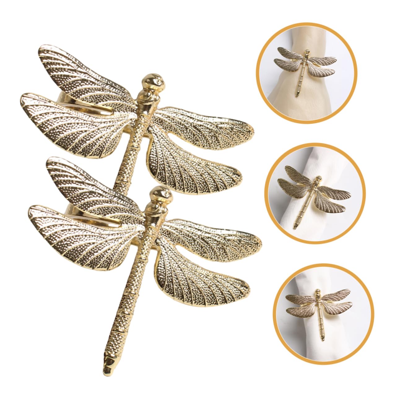 IMIKEYA 4 Sätze Libelle Serviettenringe Dekoration Weihnachten Weinachtsdeko Weihnachtdeko Tischschmuck Tischserviettenringe Libellen-esszimmerdekorationen Zinklegierung Golden 6 Stück * 4