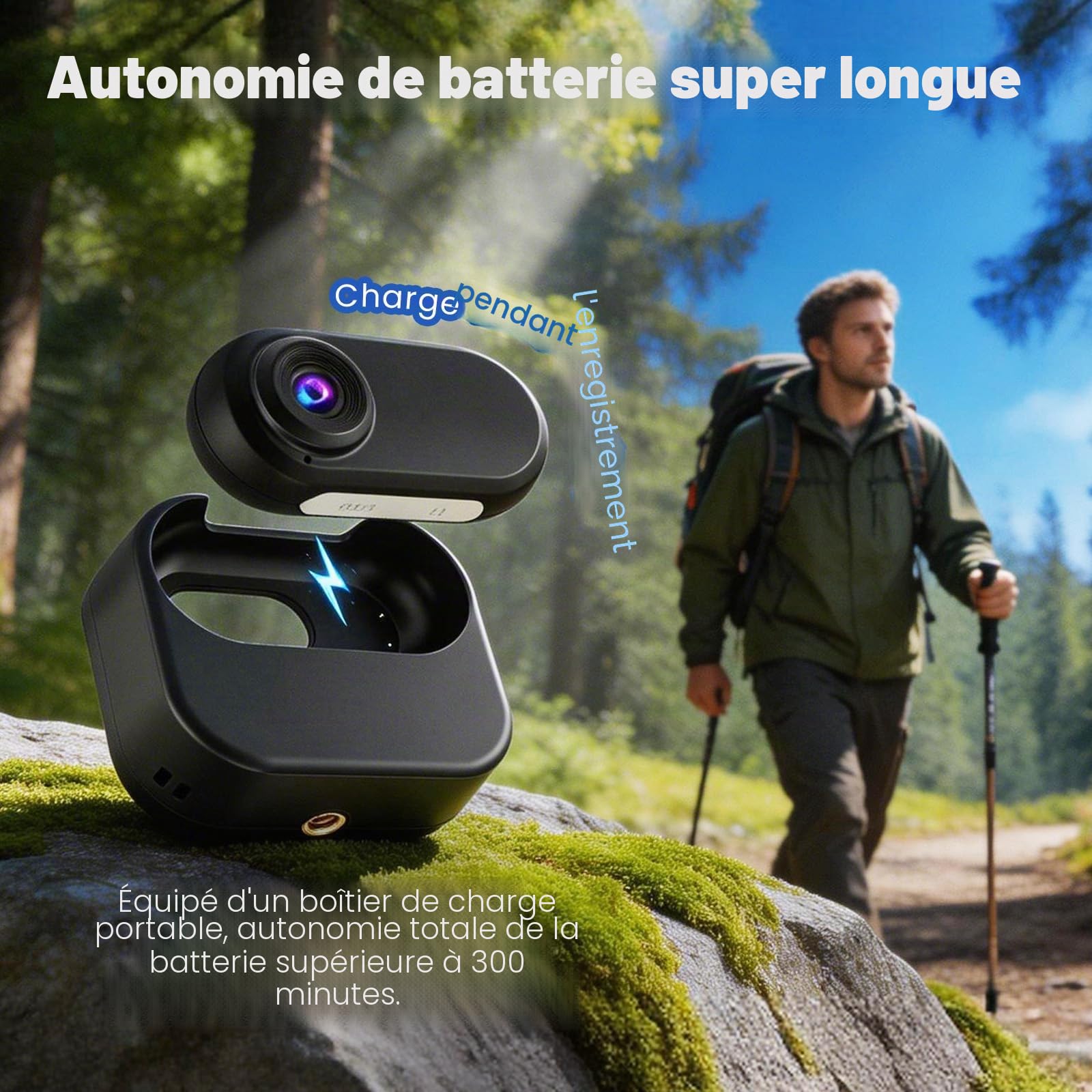 Caméra Corporelle Portable 1080P avec 128 Go de Mémoire, Mini Camera Sport avec Clip Magnétique, Idéale comme Camera Moto pour Vélo, Cyclisme, Voyages et Aventures Outdoor