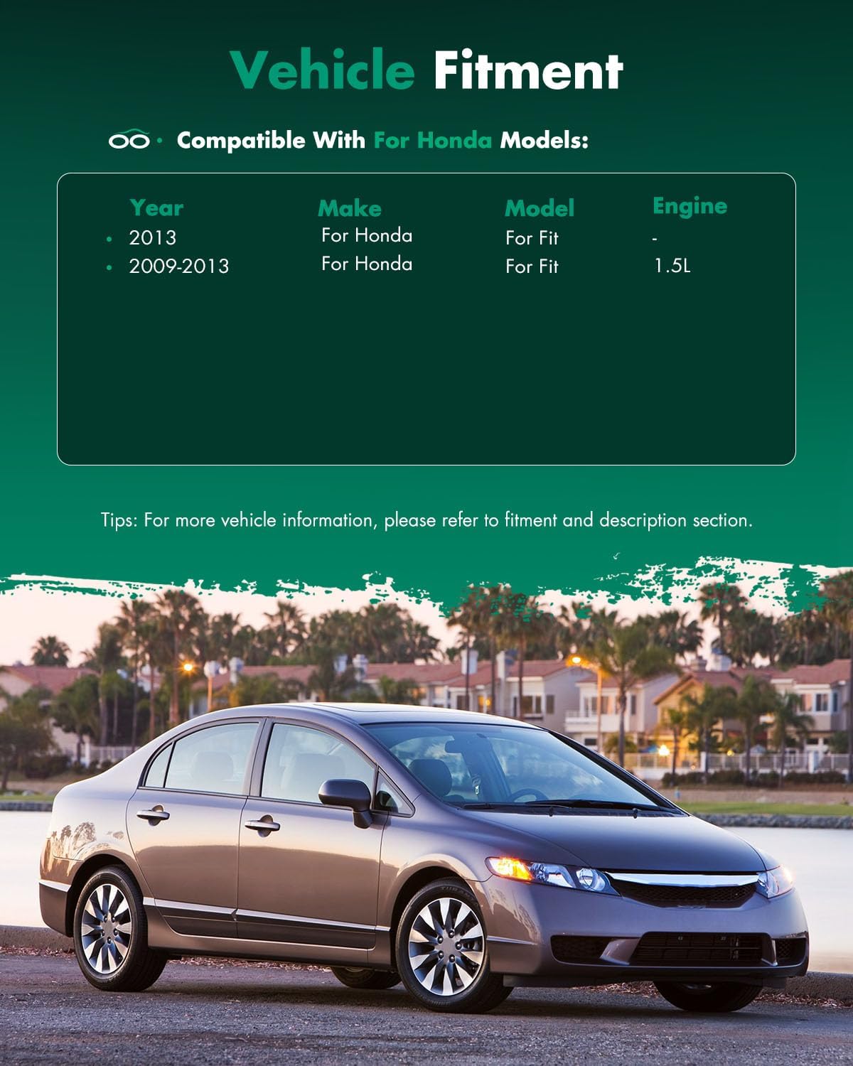 SCITOO Side View Mirror Passenger Right Side Fit For 2009-2014 For Honda Fit Convex Chrome Replacement Exterior Mirror Glass OE:76203-TK6-305