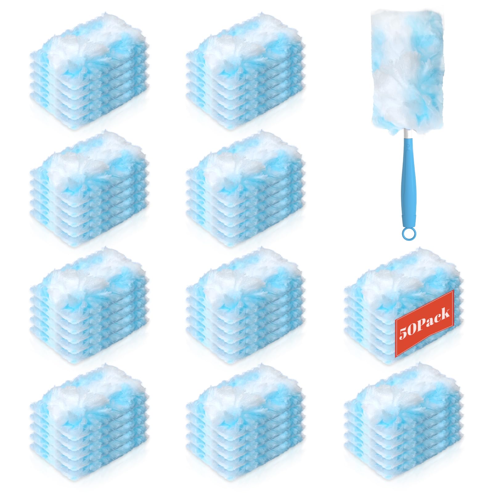 Sponsored Ad - Duster Refills Compatible with Swiffer Duster Refill Heavy Duty, 50 Refills & 5 Handles Kit for Swiffer Duster Kit, Dusters for Cleaning Car Electronics Furniture Blinds, Ceiling Fan Cleaner