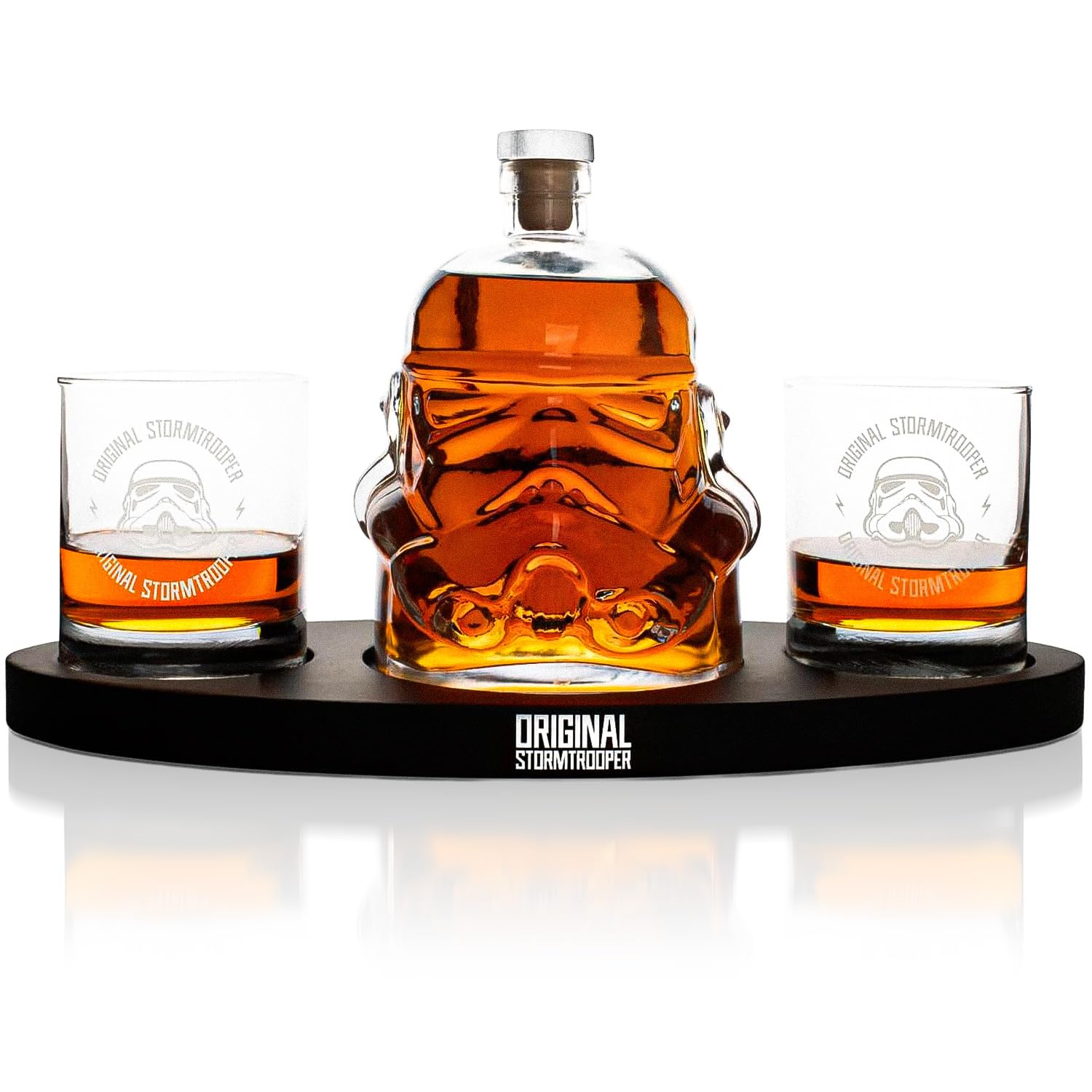 Original Stormtrooper 3D Helmet Decanter Set - 750ml - Clear Glass - Includes 2 Whiskey Glasses