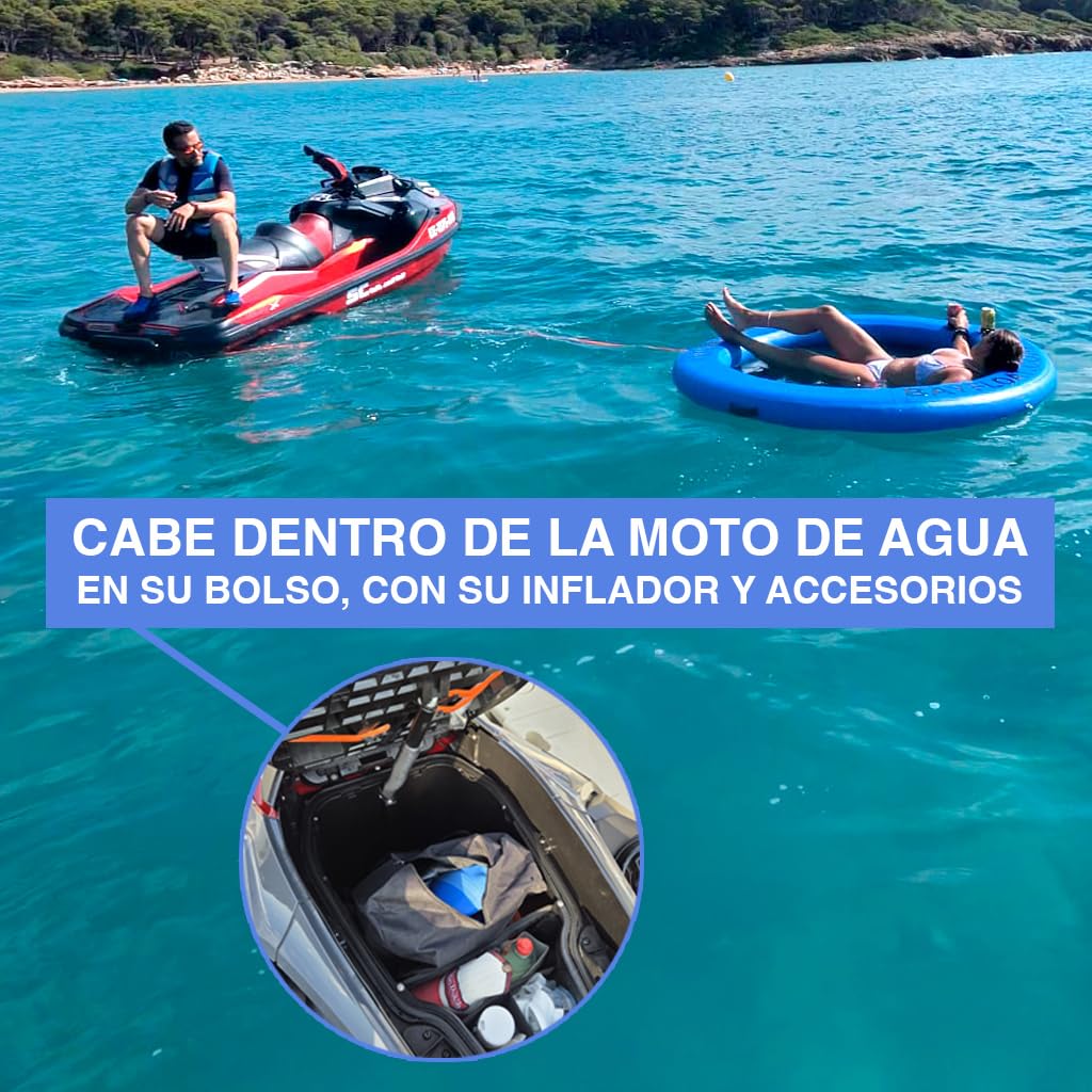 Capri 180 - Anillo Hinchable 2 o 3 Personas, Doble-Capa Dura, Anti-Medusas, Azul, Plataforma Flotante, Flotador Hinchable