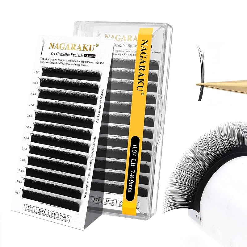 Extensões de cílios NAGARAKU Wet Camellia Mega Volume 0.07LB 7-8-9