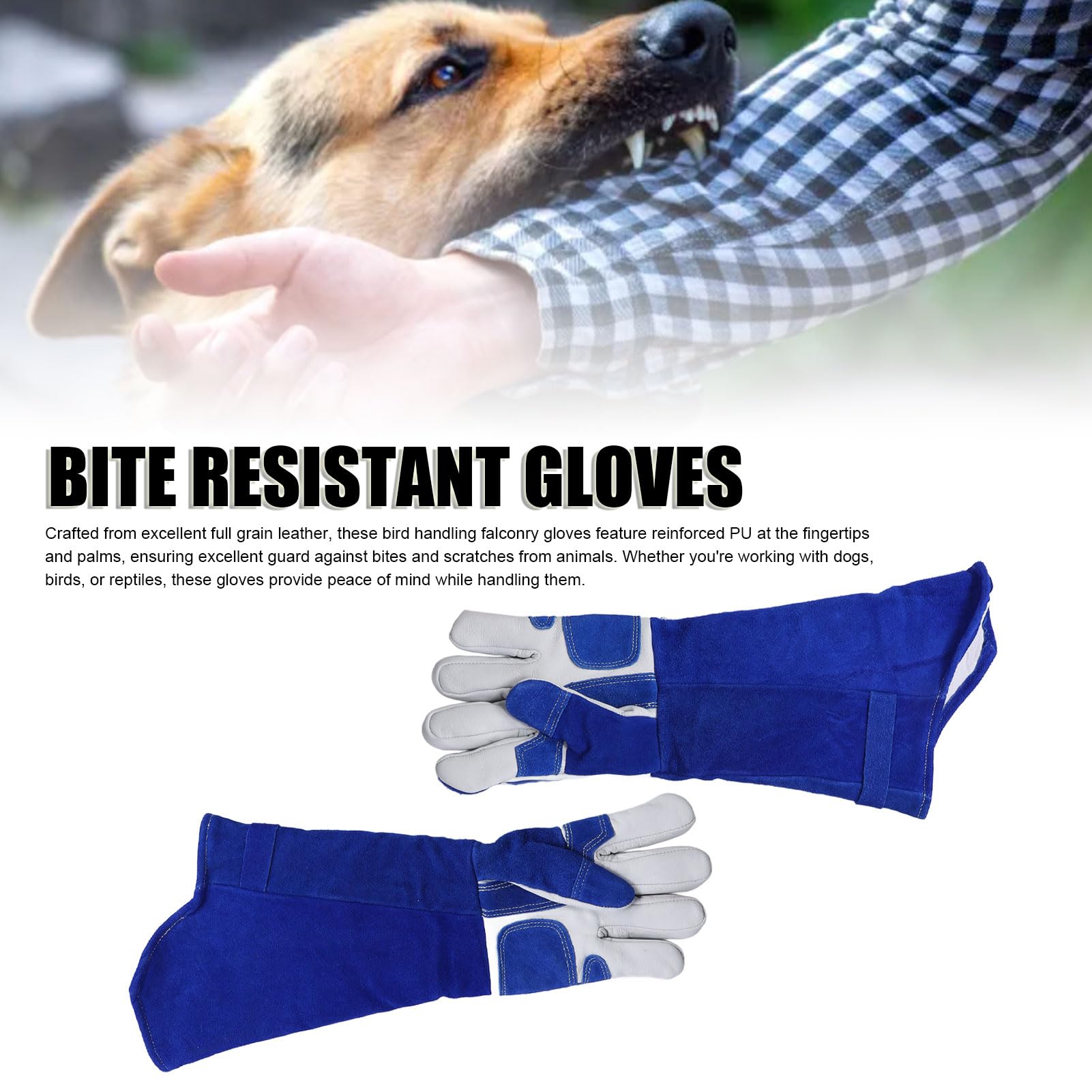 Gants de Manipulation d'Animaux Épais et Allongés, Gants Protecteurs Isolés Anti - rayures et Résistants aux Morsures, pour Falconnerie, Soins Vétérinaires et Travaux