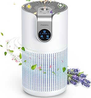 MOOKA 小型 30畳 コンパクト空気清浄機 3重ウイルス除去 アレルギー対策 軽音軽量 省エネ 持ち運びやすい お手入れやすい ４段階風量調整 LEDライト付き ほこり 花粉 脱臭 hepaフィルター ペット 除菌 カビ取り PM2.5 ハウスダスト 靴の臭い トイレ臭 pure white