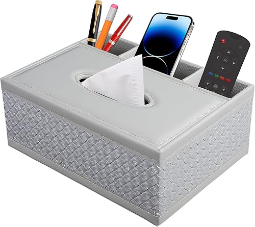 Miniatura 19 de Cubierta de caja de pañuelos rectangular, soporte de caja de pañuelos retro de piel sintética, organizador de pañuelos faciales, caja de Caja de