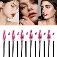 Vista 24 de Tbestmax 200 Disposable Mascara Wand Spoolies and Lip Brushes, Lipstick Lipgloss Applicator for Eyebrow Eyelash Extension Makeup Kits Red