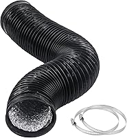CABAX 4 Inch x 5 Ft Flexible Aluminum Air Duct Hose for HVAC Dryer Vents - Fire-Resistant, Noise-Reducing with 2 Clamps