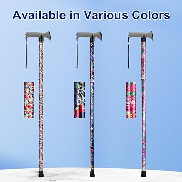 supregear Folding Walking Stick, Adjustable Height Foldable Collapsible Lightweight Portable Travel cane with Soft Handle, Walking Aid for Elderly Disabled Men Women