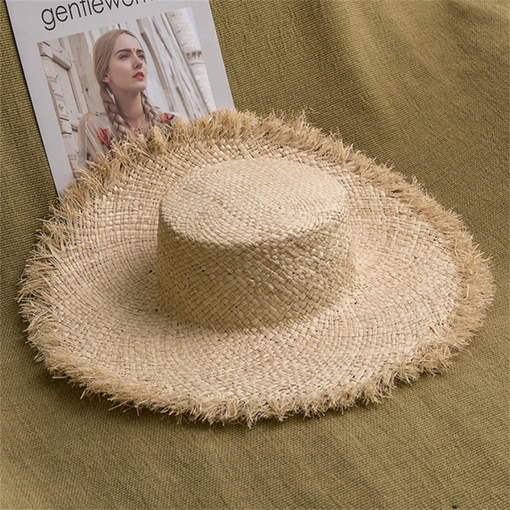 Chapeau de raffia contre les coups de soleil style panama à large bord - 7