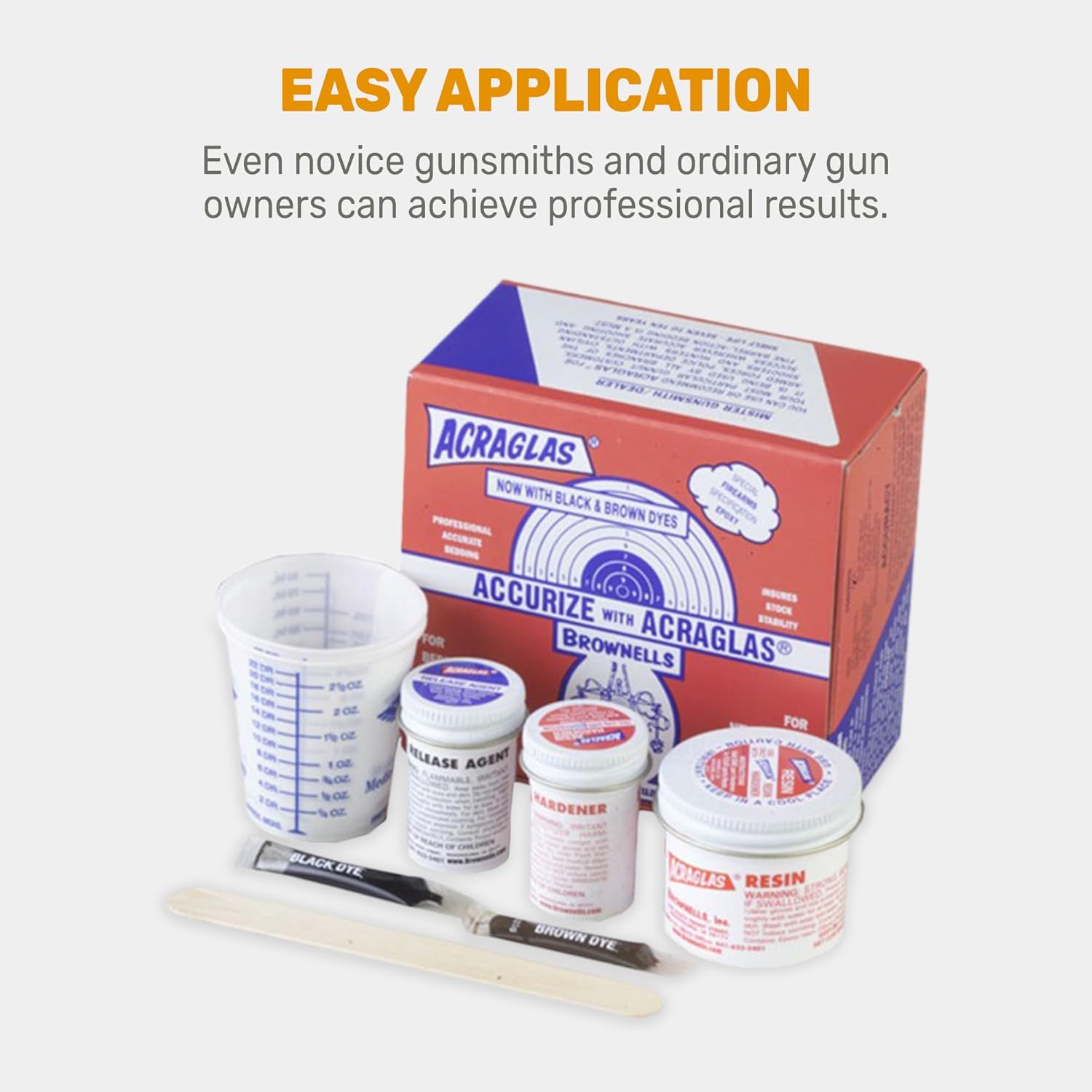 Brownells ACRAGLAS 2-Gun Glass Bedding Epoxy Compound Kit for Rifle Stock, Gunsmithing Tools, Made in USA, Non-Flammable, 081003004