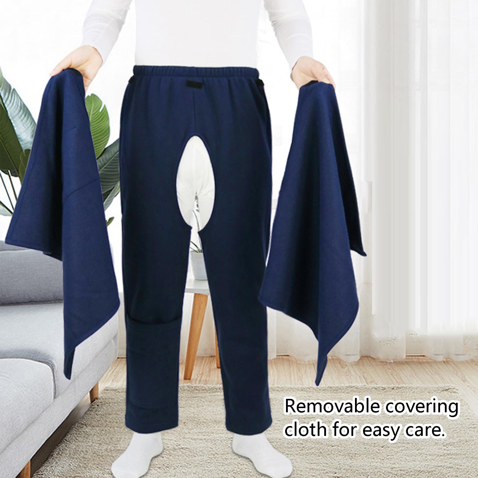 Pantalon À Ouverture À l'entrejambe pour Les Patients Alités, Long Johns De Soins pour Incontinence avec Tissu Couvrant À l'avant Et À L'arrière