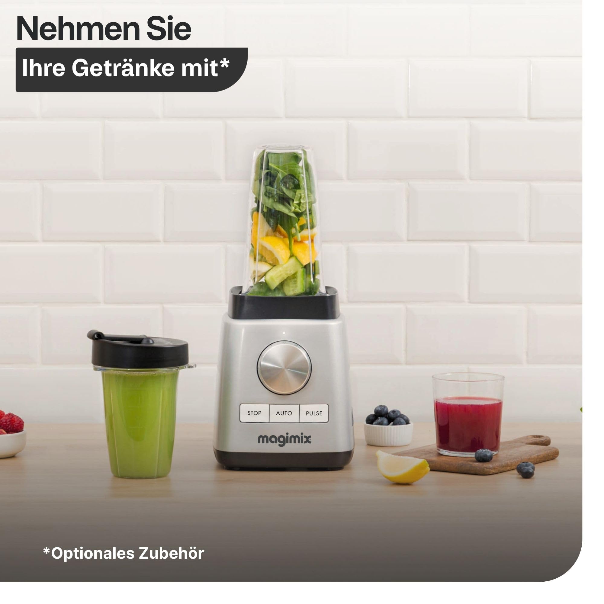 magimix Power 5 XL Standmixer | 1500W Motor, 2L Nutzkapazität, Glas-Krug aus Borosilikat, Für Smoothies & Suppen