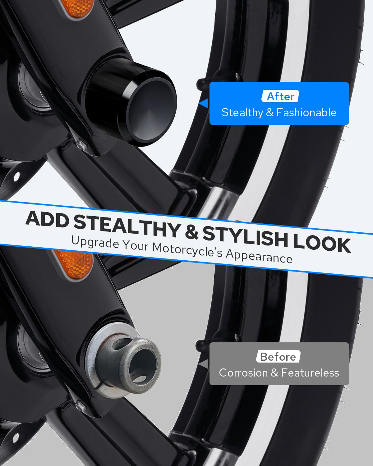 Benlari Black Front Axle Nut Covers Fit For Harley, Honduras