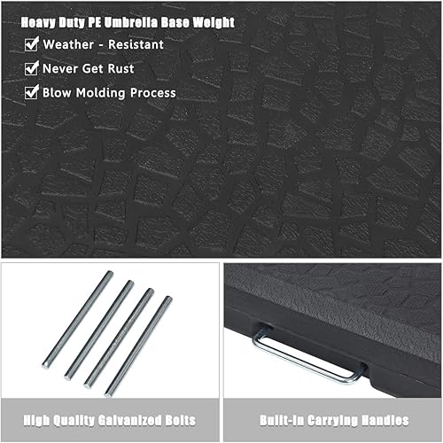 Miniatura 6 de HAPPYGRILL Base de sombrilla de patio, soporte de peso voladizo para sombrilla con base de sombrilla con relleno de arena, pesos de 220 libras