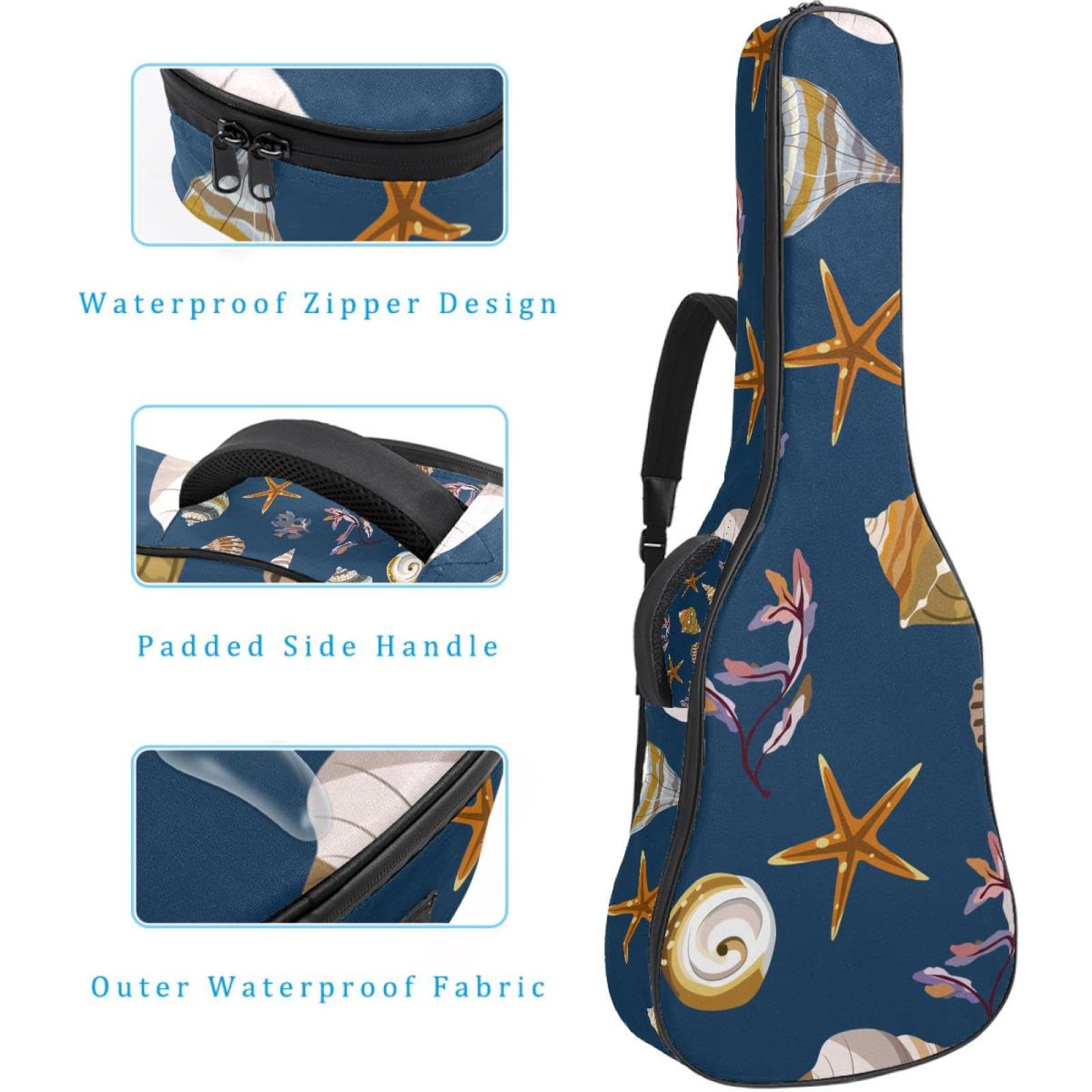 Torba na gitarę akustyczną Wodoodporny plecak na gitarę Gruba miękka wyściełana skorupa Klasyczna obudowa na gitarę, wielobarwny, 42.9x16.9x4.7 in, Organizer do torby