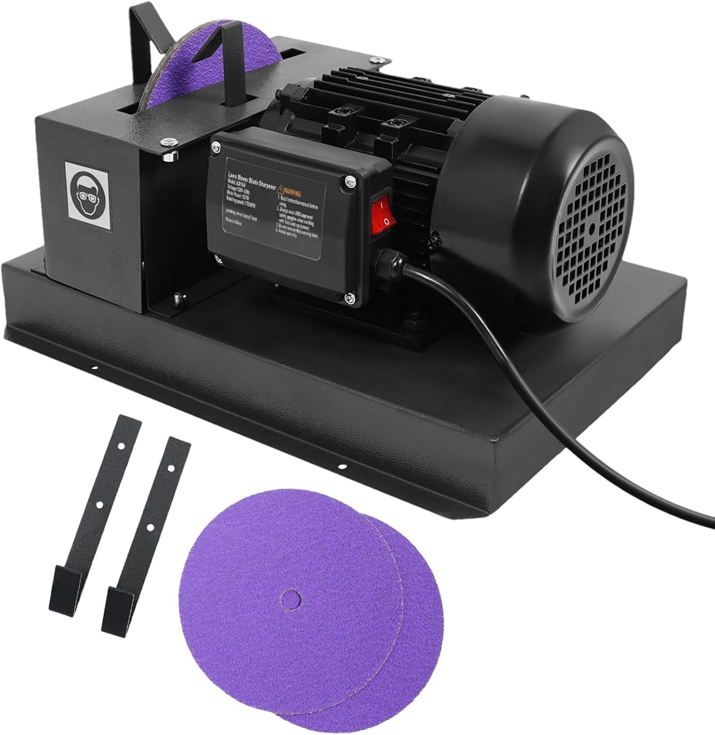500W Lawn Mower Blade Sharpener 1700 RPM Fast Grind Lawnmower Blade Grinder with 7" Disc Grinding Wheel Powerful Bench Grinder Sharpening Machine for High/Low Lift Blades, Gator Blades, Flat Blades