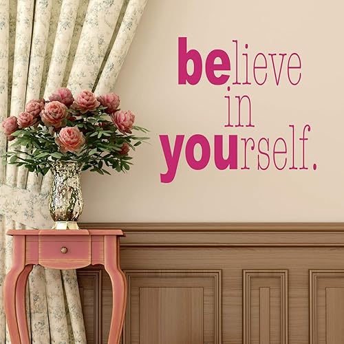 Miniatura 6 de Believe in Yourself Wall Decal | Inspirational Life Quote Vinyl Decor Lettering for Home, School Classroom, or Office | Black, Brown, Red, Yellow,
