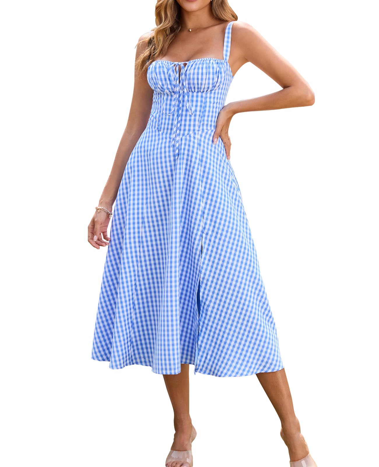 Summer Corset Midi Wedding Guest Milkmaid Tea Party Flowy Sundress