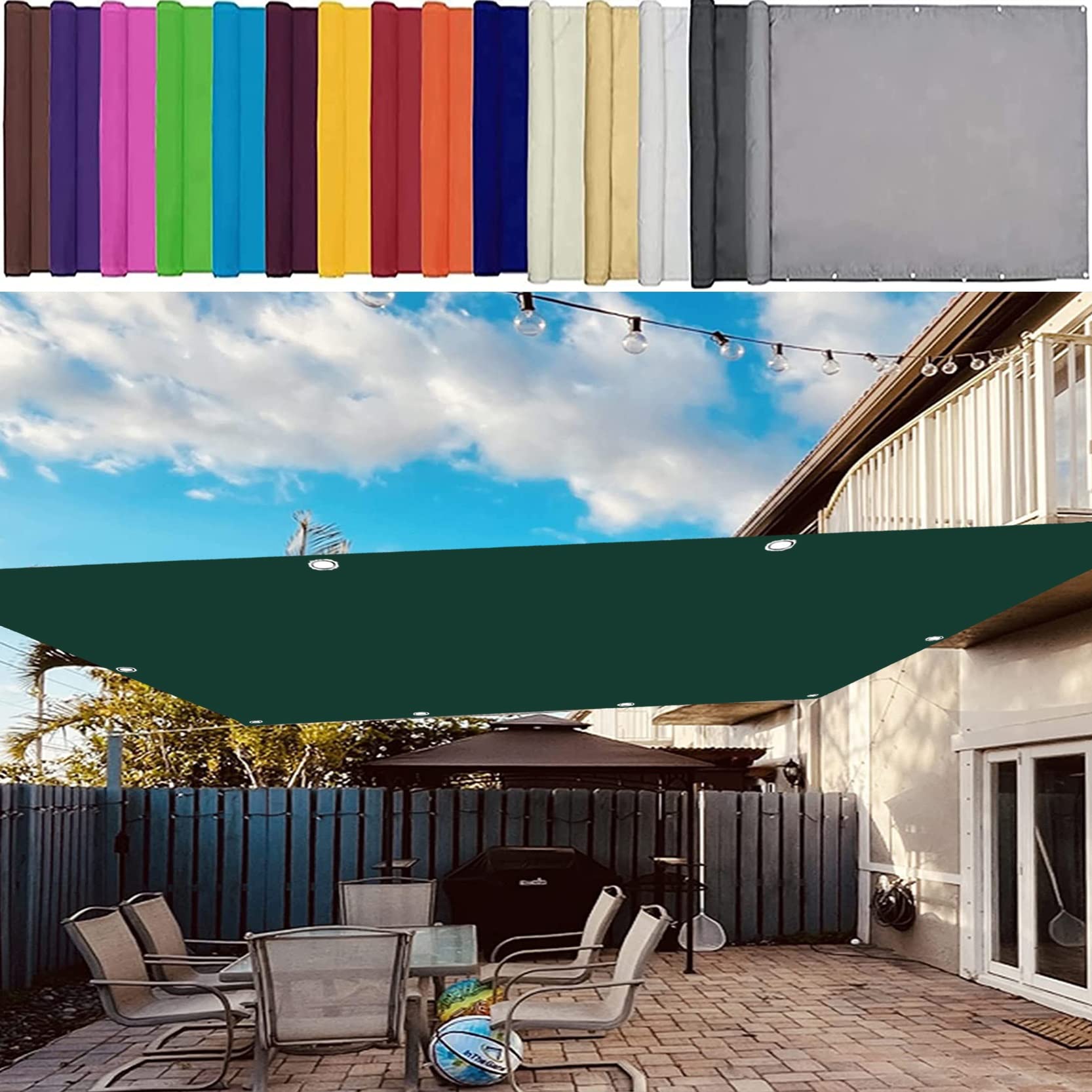 Voile d'ombrage imperméable 3,5x4,5 m bâche anti-UV verte pour pergola