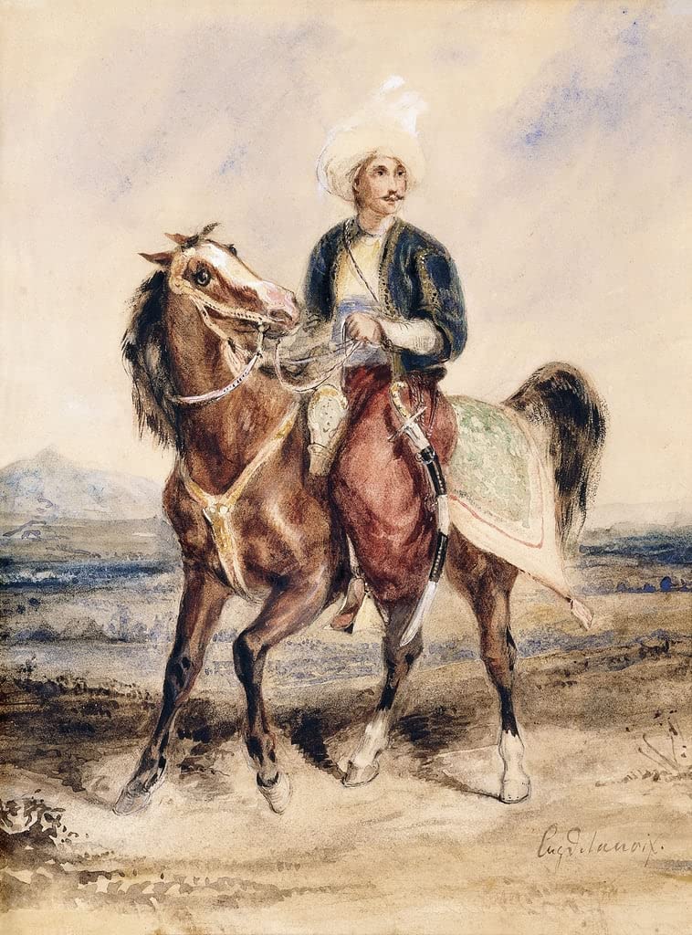 Toile cheval Arabe Delacroix poster impression 60x90cm