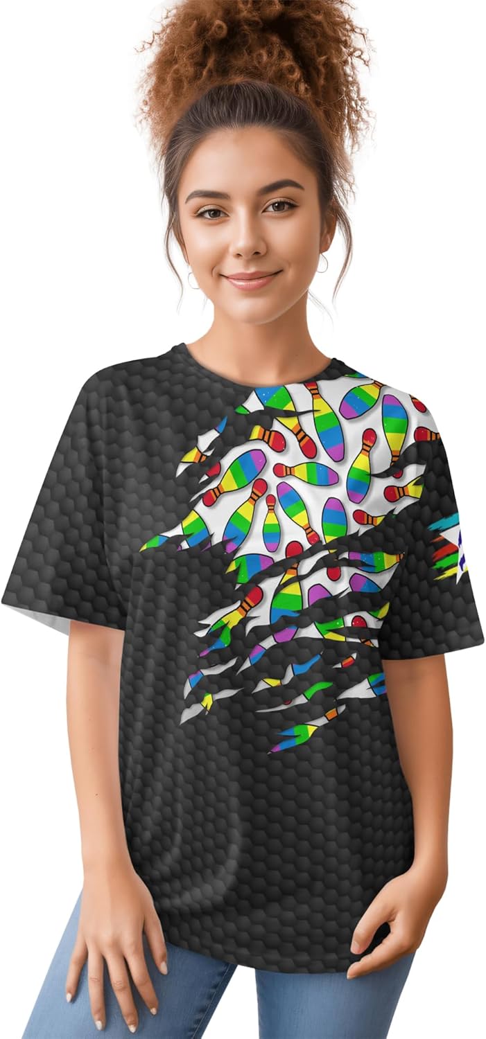 Mens Bowling Tshirt Custom Pride Bowling Pin T Shirt for Father Printed Bowling Lover Clothes