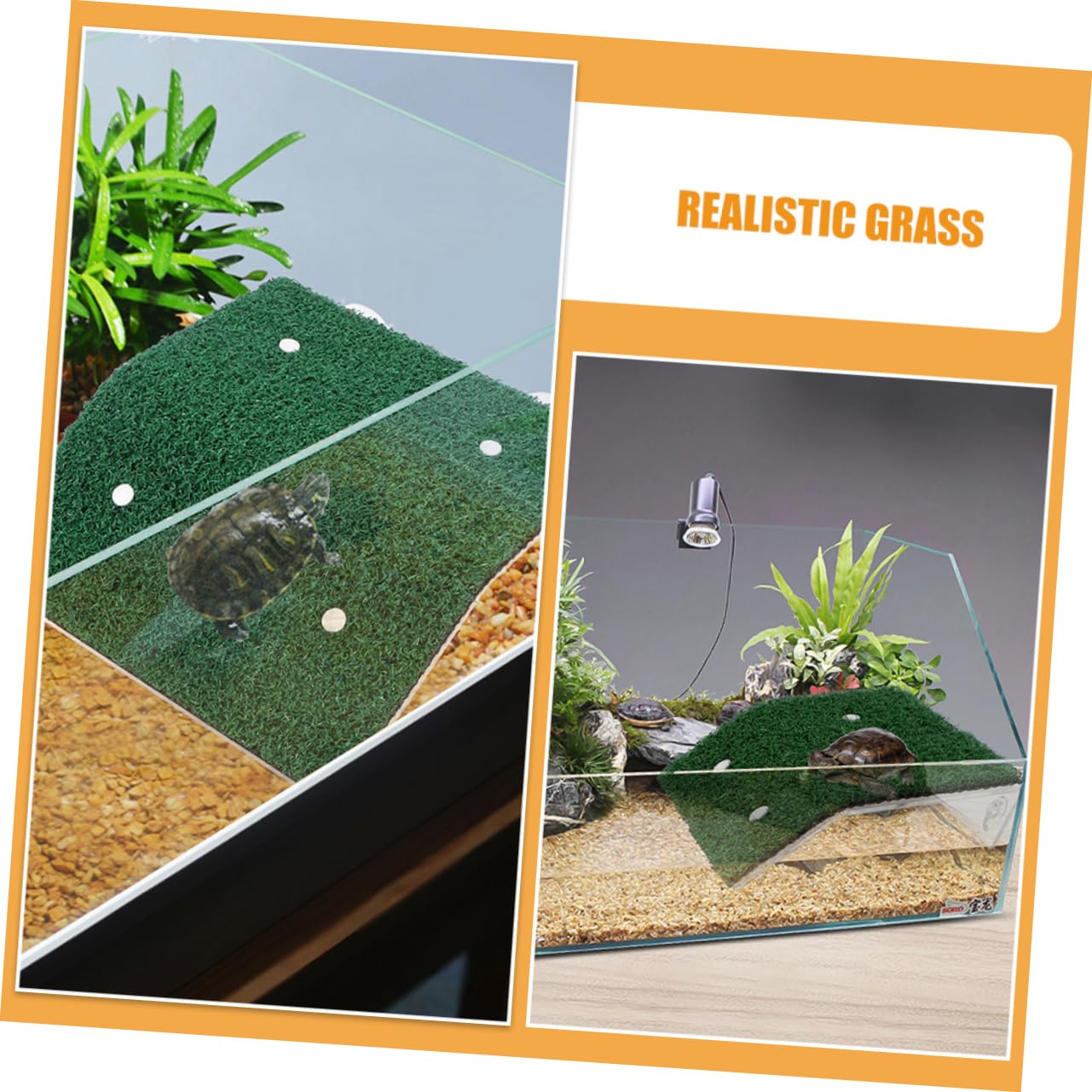 WOONEKY Plataforma de PP Verde para Tortugas de Agua para Tomar el Sol 2 Piezas con Diseño Multifuncional para Decoración de Terrarios y Acuarios