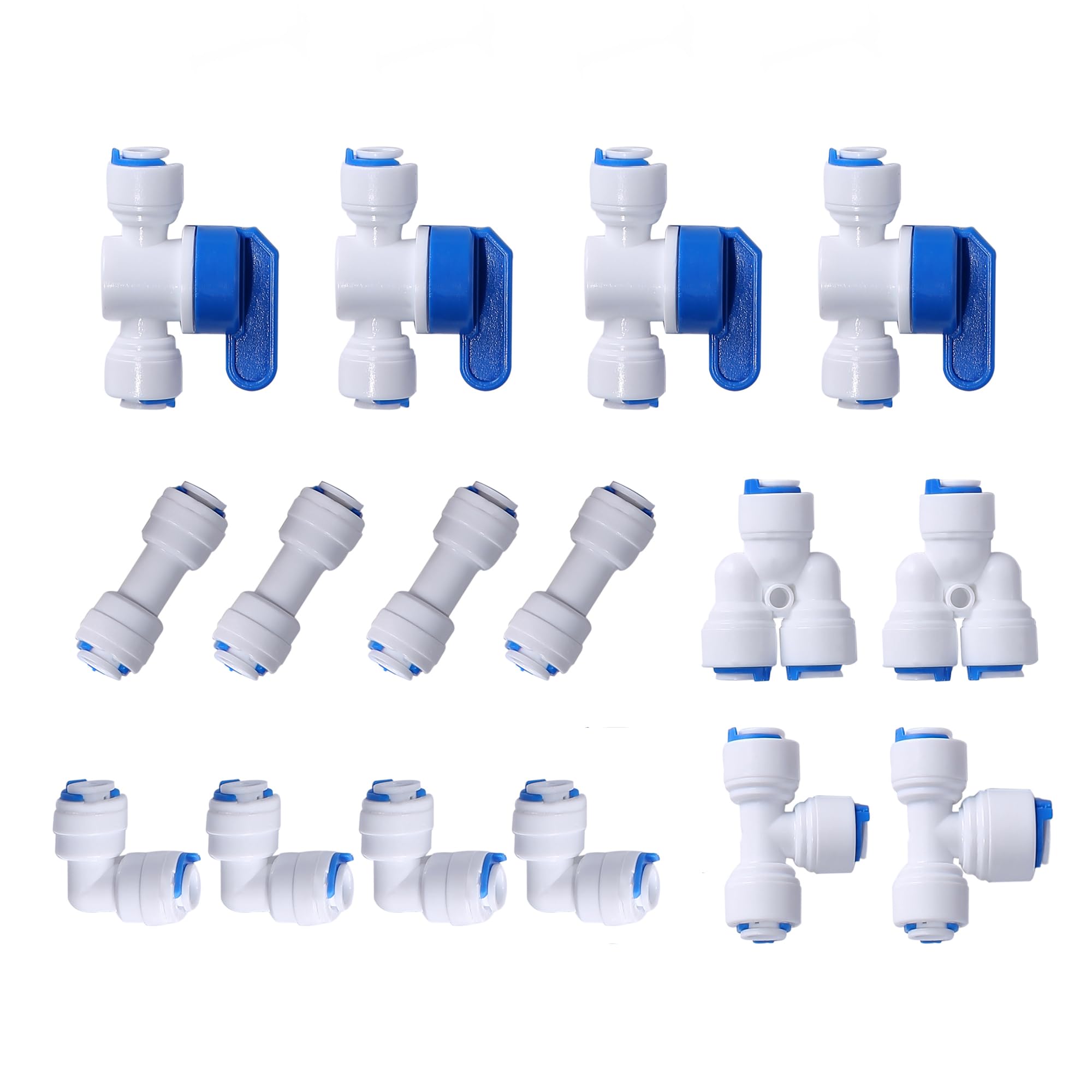 JBTOZIUY 1/4" OD Quick Connect Push in to Connect Water Tube Fitting for RO Reverse Osmosis Water Filter (16)