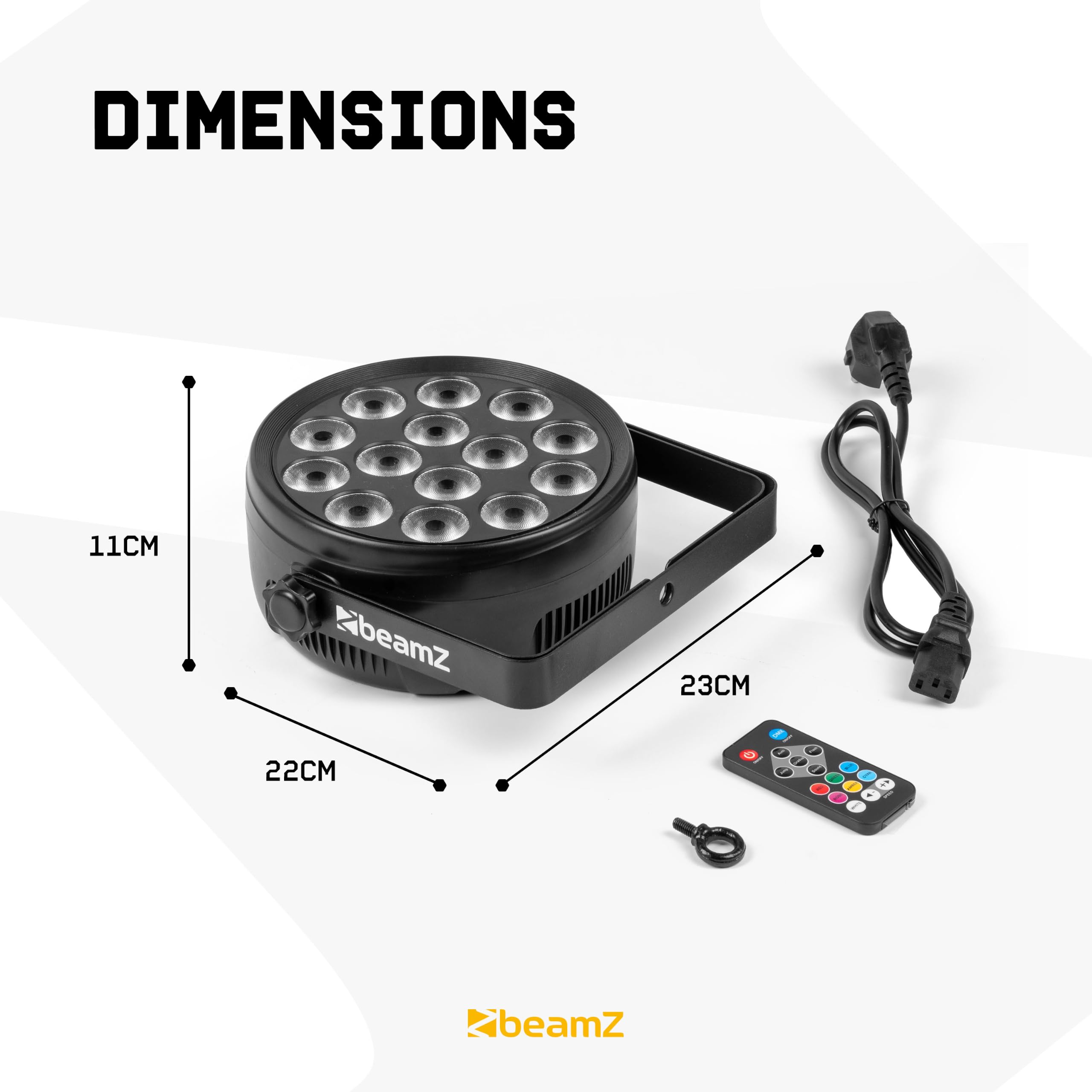 BeamZ BCC165 FlatPAR LED RGBWA-UV 14x 4W Extra Plat avec Télécommande - Projecteur PAR LED DJ Compact avec Effet UV pour Soirées, FlatPar Slim Éclairage Ambiance