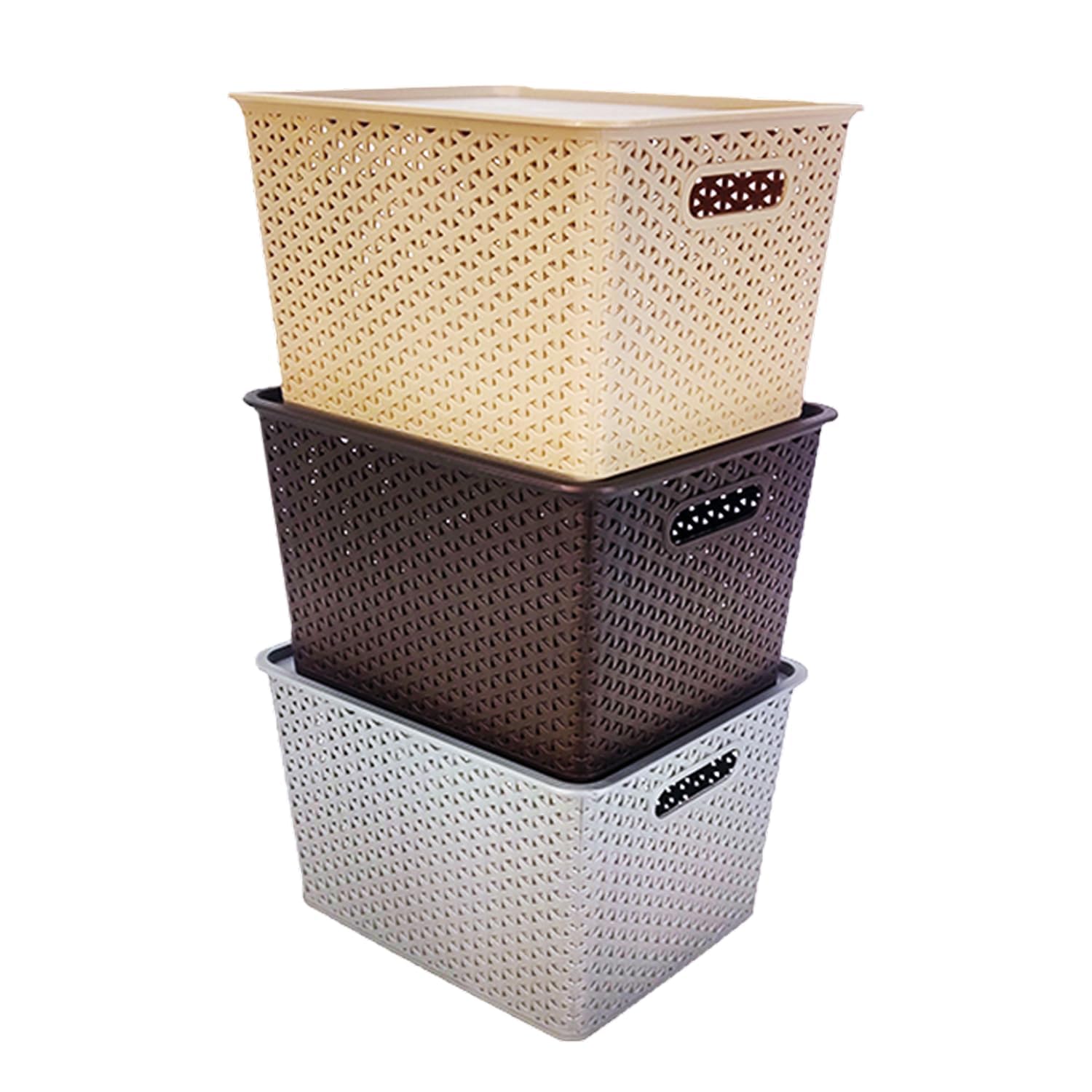 Paniers de rangement rectangulaires en plastique pour armoire et cuisine épurées