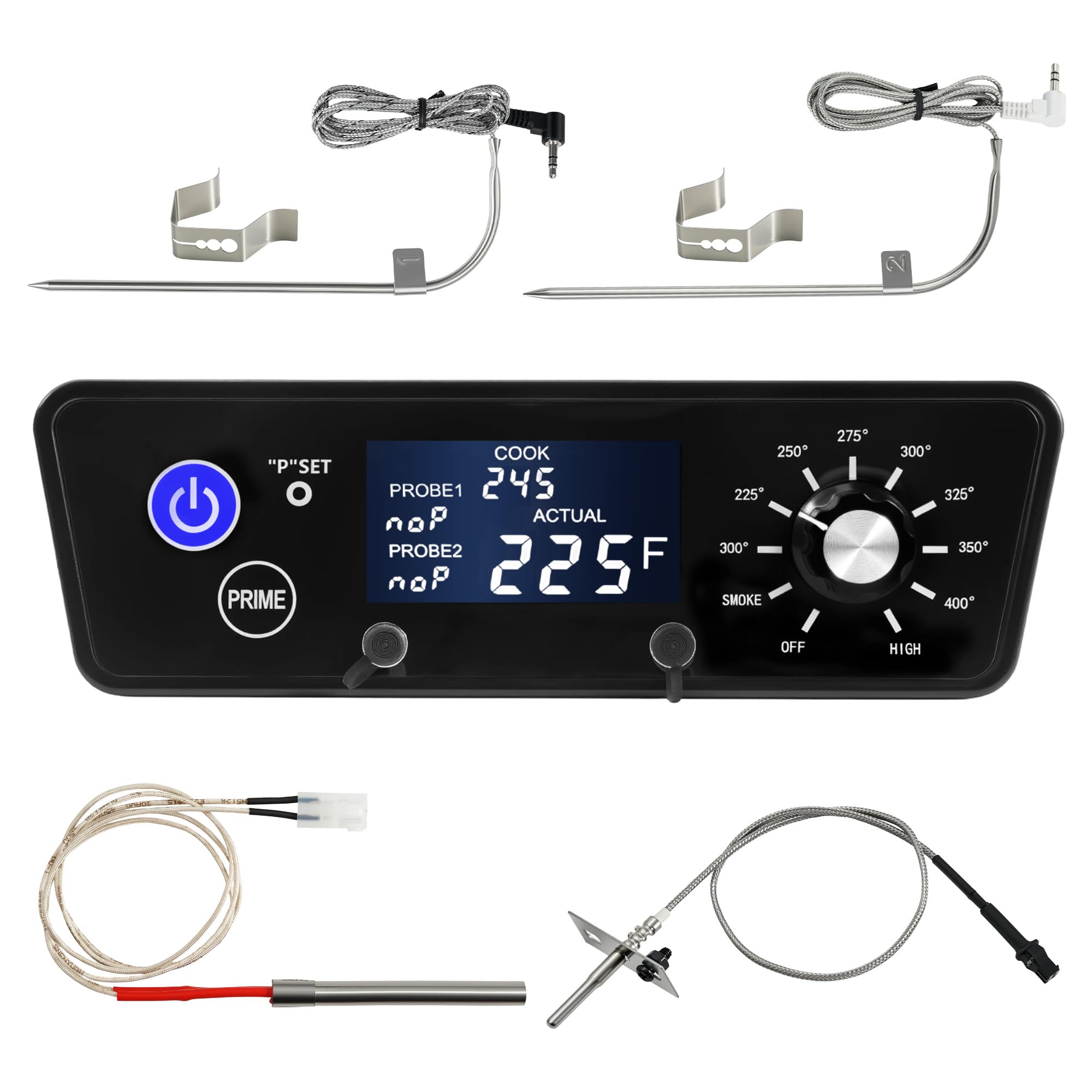 Pantalla LCD de termostato digital compatible con Pit Boss Wood Pellet Grill/Smoker Pit Boss Accesorios Termómetro Austin XL Partes Tablero de control de piezas Sondas de carne de repuesto, sensor de