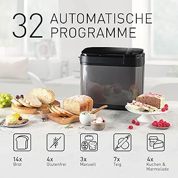 Panasonic SD-YR2540 Premium Grey Fully Automatic Bread Maker Horizontal Design and Yeast Dispenser 32 Automatic Programmes Two Temperature Sensors 13-Hour Time Delay Grey