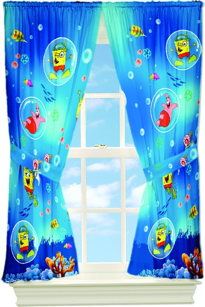 Amazon｜スポンジボブ・学校の魚63インチDrape｜カーテン オンライン通販
