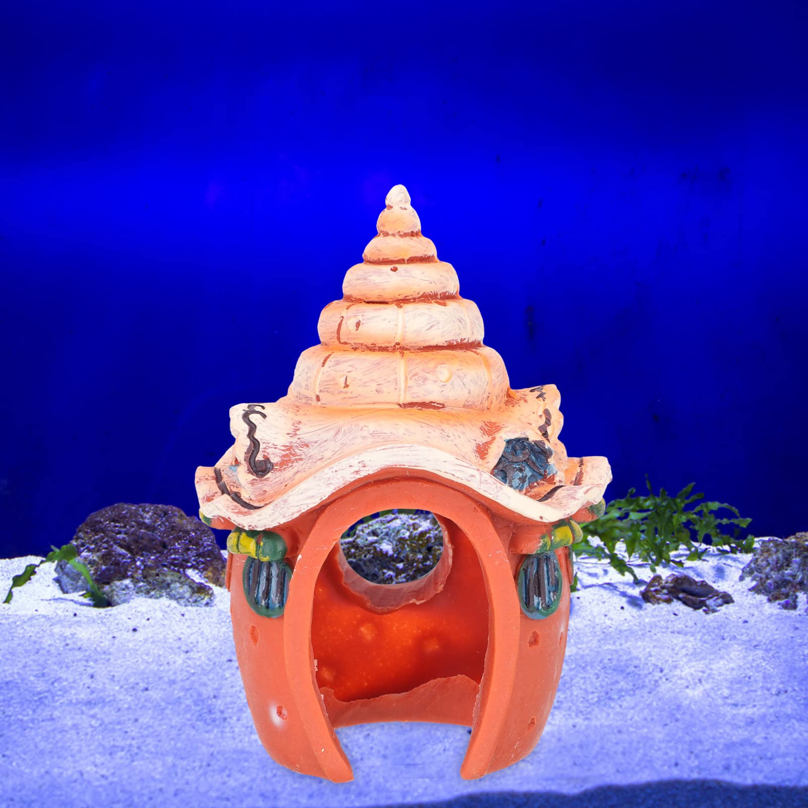 Decoración del acuario Acuario Castillo Casa Peces Ocultar Cueva Castillo Betta Peces Escondite Tortuga Ocultar Cueva Tanque De Peces Sala De Conchas Estatuas De Conchas Artificiales for Decoraciones