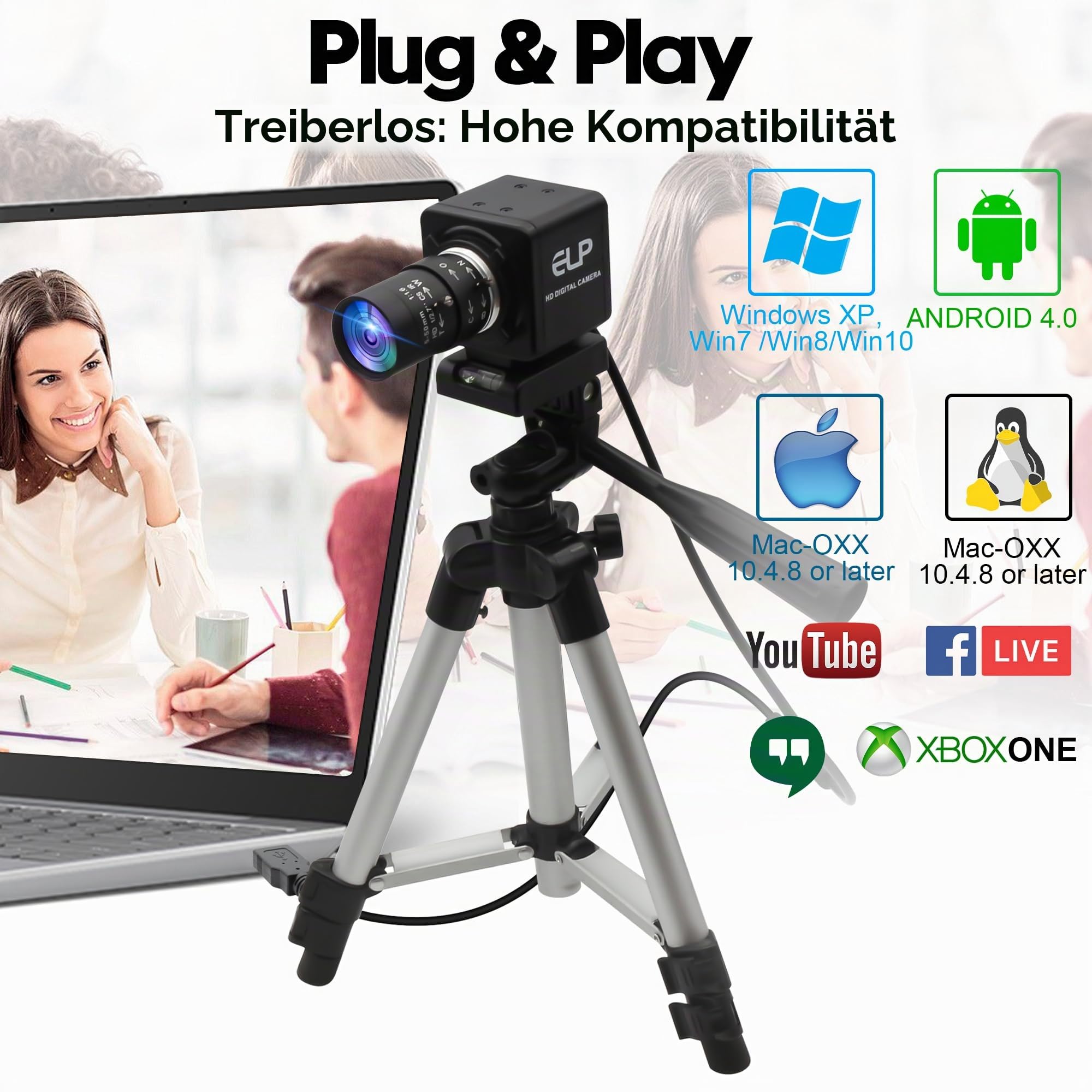SVPRO 16MP USB Kamera mit Manuellem 5-50mm Objektiv, 10 Fach Optischem Zoom Webcam für PC Laptop, 4656x3496, IMX298 Sensor, UVC Industrielle Bildverarbeitungs Kamera für Windows,Linux,MacOS,Android