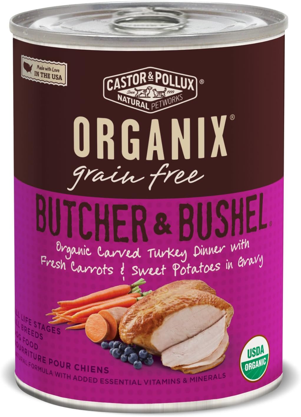 Castor & Pollux Organix Butcher and Bushel Organic Carved Turkey Dinner with Fresh Carrots and