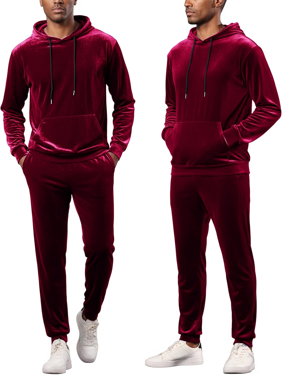 RPOVIG Men's Velour Hoodie Tracksuit 2 Pieces Set Jogging Sweatsuits Outfits Fall Warm Clothes Velvet Hooded Sweatshirt - Image 2