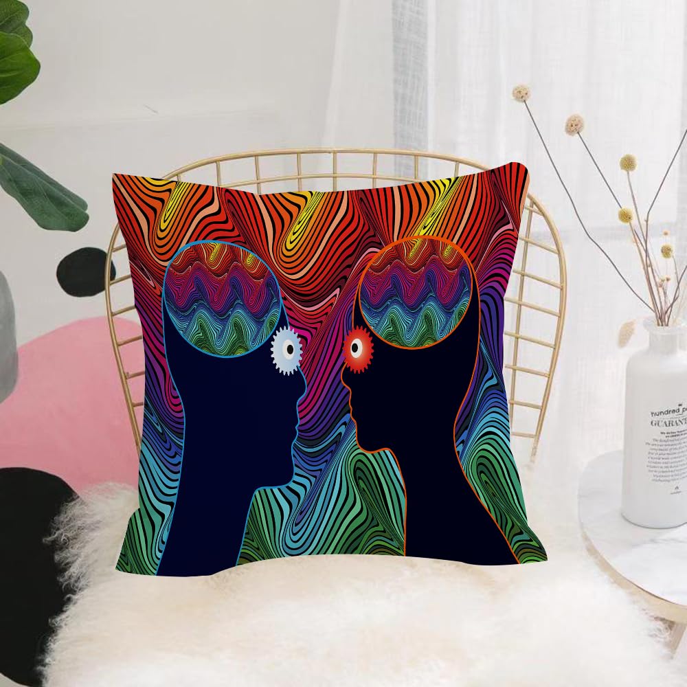 Hyosxw Psychedelic, Crazy In Lovers Ro, Machine Was - A9 Cushion Cover,Throw Pillow Case Home Decorative For Living Room Bedroom Sofa Chair 18X18 Inch,Psychedelic, Crazy In Lovers Ro, Machine Washable Bath Mat,Pillowcase 45X45cm