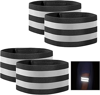 GeekerChip 4 Piezas Cinta Reflectante de Ajustable,Bandas Reflectoras,Reflectante Banda Seguridad,Bandas Reflectantes Brazalete Alta Visibilidad para Running,Ciclismo,Adultos,Niños