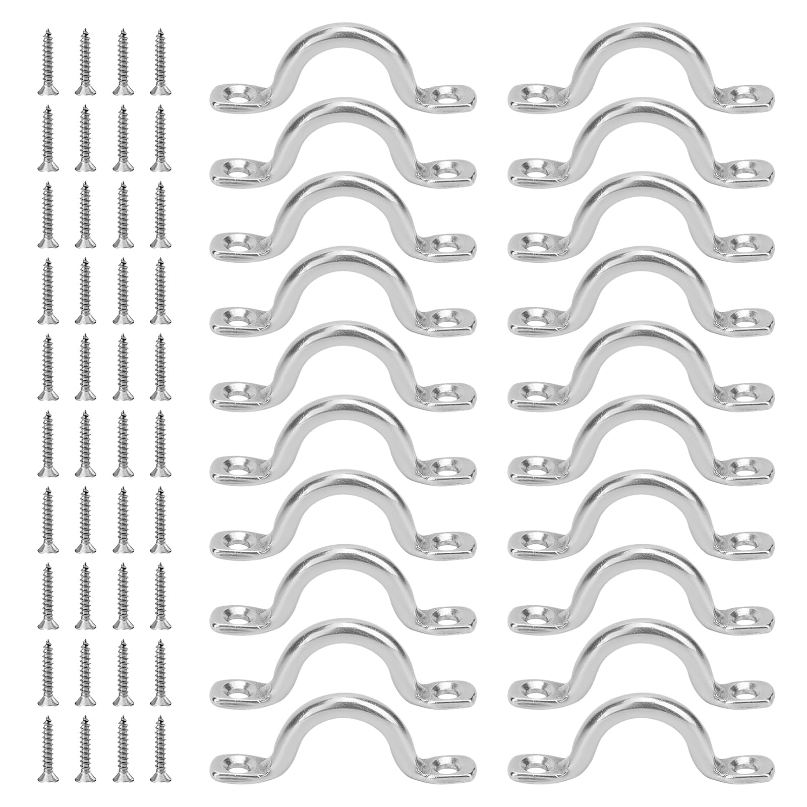 Pontets Inox 30 Pièces - 42x15mm, Acier 304, Avec Vis Et Tournevis, Pour Bateau, Kayak, Fixation