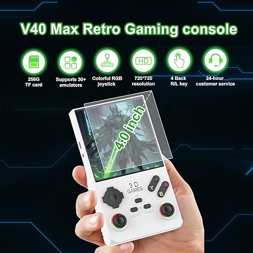 Miniatura 2 de FVBADE 40000 en 1 V40 MAX Consola de juegos portátil 4.0 pulgadas Pantalla IPS Mini consola retro 4000mAh Arcade de bolsillo portátil 45+ emulador
