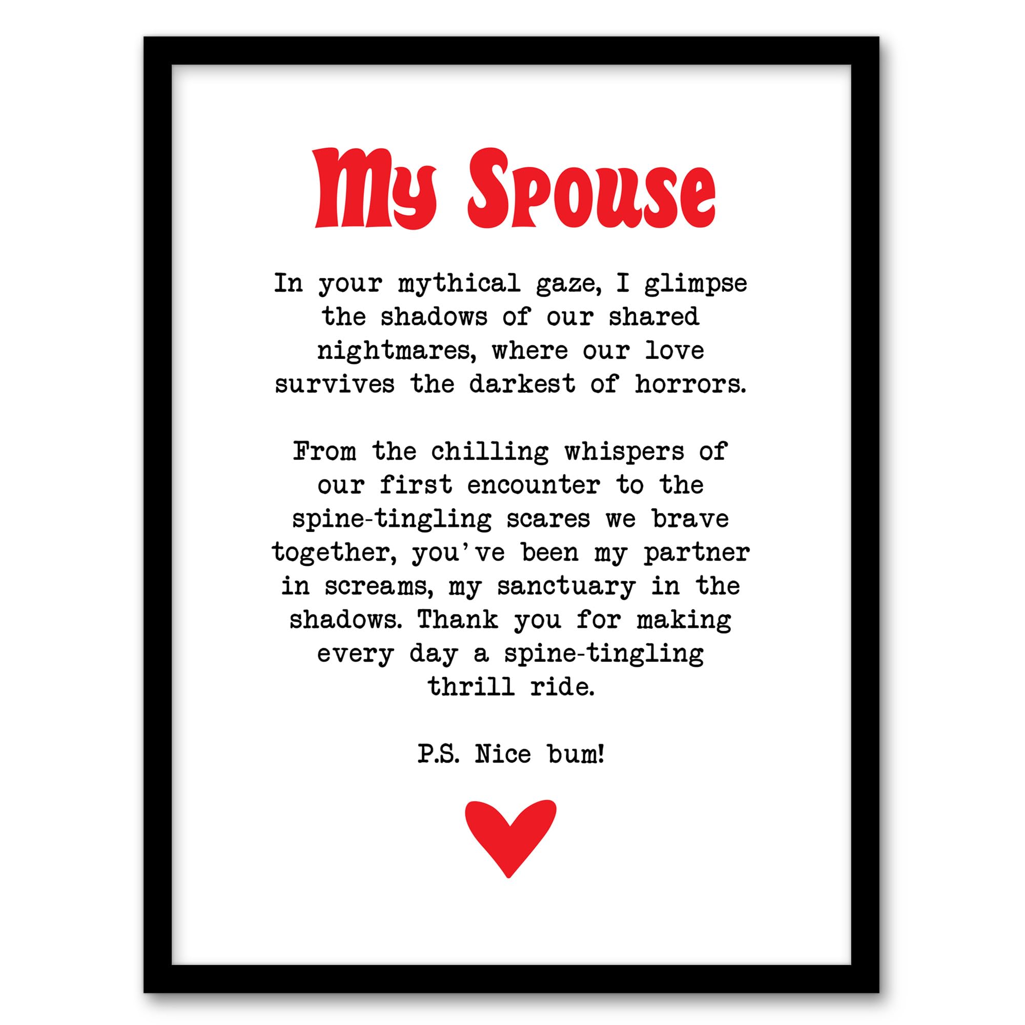 Artery8 Love Poem Horror Fan Spouse Romantic Poetry Fun Wall Art PrintA4 Size from B&Q