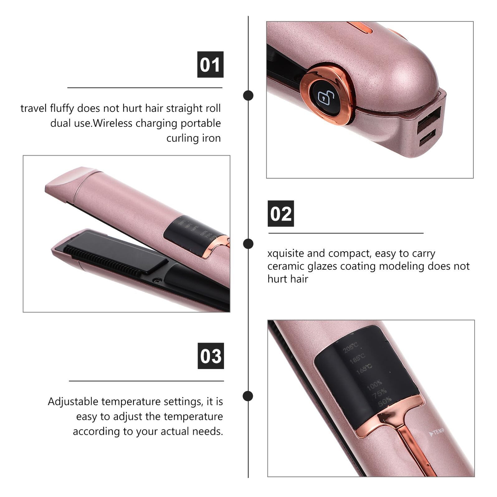 2-in-1 Profi Haarglätter Lockenstab und Glätteisen aus Kunststoff