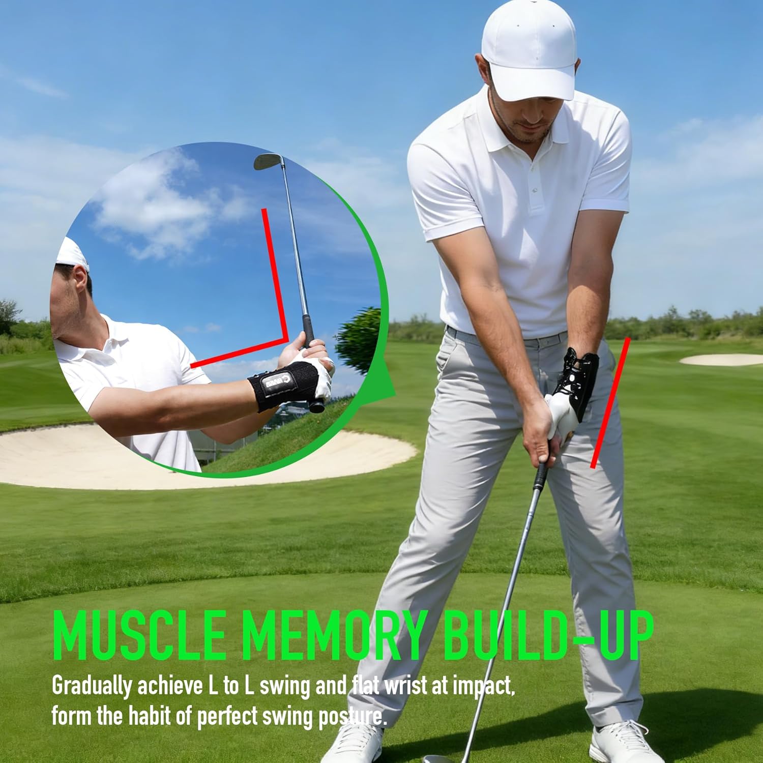 GAIARENA Golf Training Aid Wrist Hinge Trainer Brace, Effective Golf Swing Training Aids, Correct Wrist Angle Swing Posture & Develop Muscle Memory for Beginner (Left Handed Golfers)【Patent Pending】